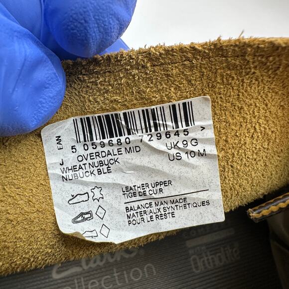 CLARKS Men's 10 Overdale Mid Wheat Nubuck Soft Leather Rubber Sole - Picture 6 of 6